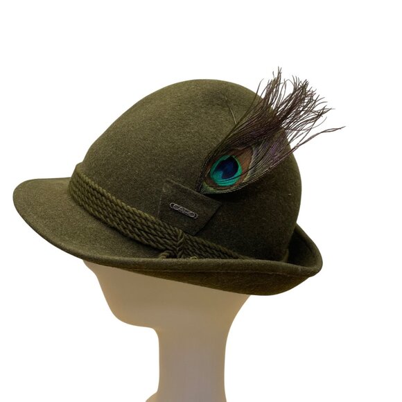 Capo Mens Green Wool Alpine Hat With Feather Detail Made In Austria - Picture 4 of 11